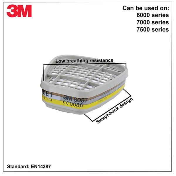 3M 6057 ABE1 Gas and Vapour Filter (Pack of Two) - Image 2