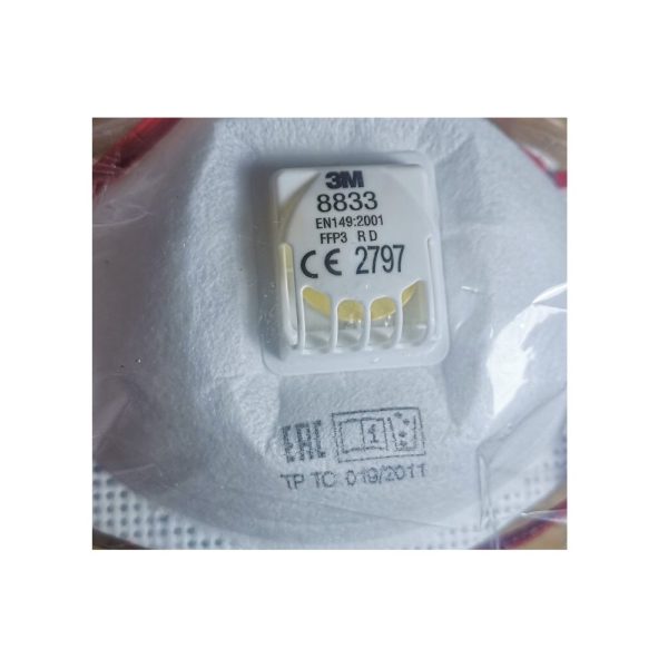 3M 8833 Face Mask Respirator with FFP3 Protection - Box of 10