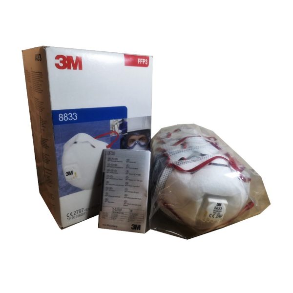 3M 8833 Face Mask Respirator with FFP3 Protection - Box of 10