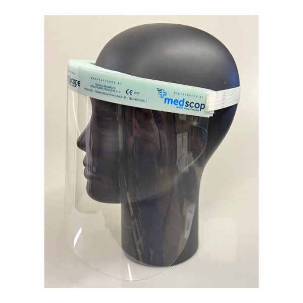 Mediscope Face Shield Plastic Anti-Fog with Foam Headband - side view