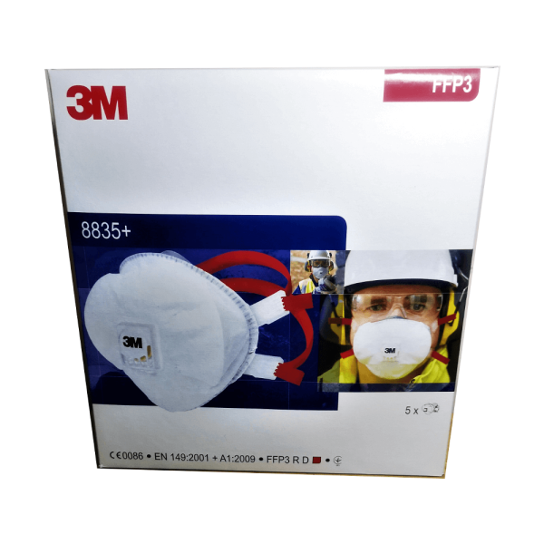 3M 8835+ FFP3 Respirator Face Mask Box of 5