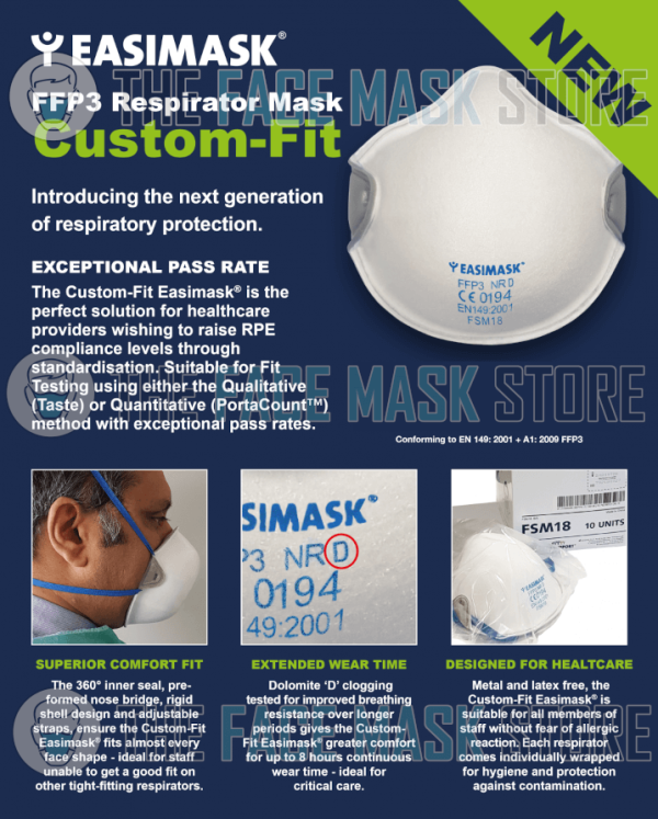 Easimask FSM18 FFP3 Unvalved Cup Shape Face Mask - MRI Safe - Image 5