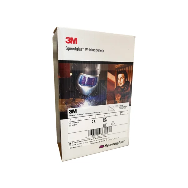 Retail packaging of 3M Speedglas 169006 Small Head Protection for 9100 FX helmets, showing product imagery and barcode on the front of the box.