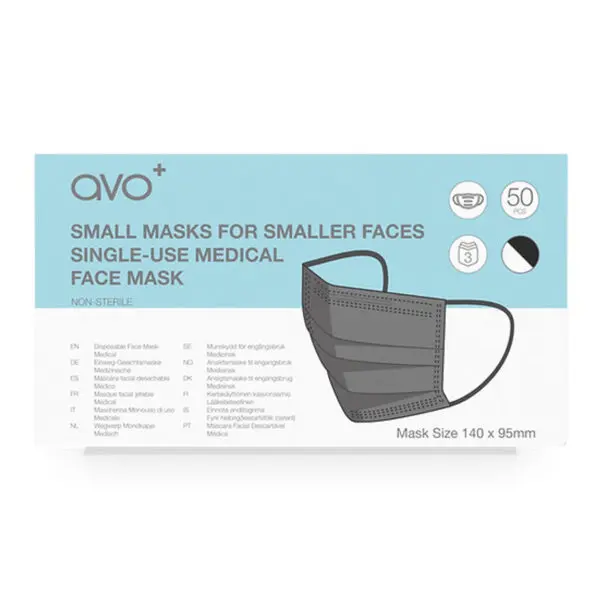 Avo Childrens Black Type IIR Disposable Face Mask - Box of 50
