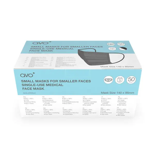 Avo Childrens Black Type IIR Disposable Face Mask - Box of 50
