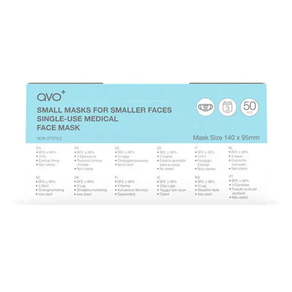 Avo Childrens Black Type IIR Disposable Face Mask - Box of 50