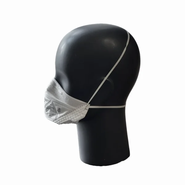 Side view of the 3M VFlex 9105S N95 Face Mask worn on a mannequin head, showing the dual headband straps for a secure fit.