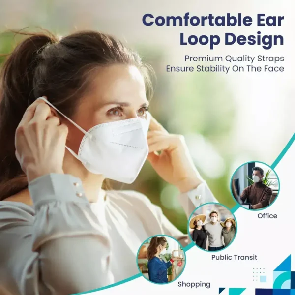 The Adventure Mask White FFP3 on Women- Comfortable Ear Loops