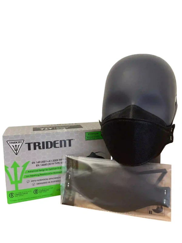 Project 3 by Trident FFP3 Black Face Mask Respirator with Head Band Straps - Image 4