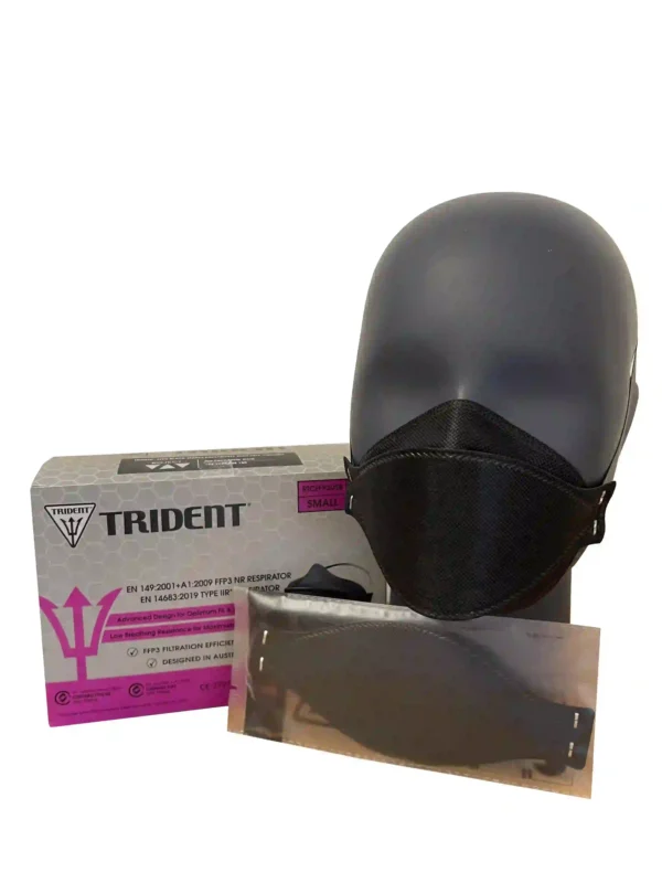 Project 3 by Trident FFP3 Black Face Mask Respirator with Head Band Straps - Image 5