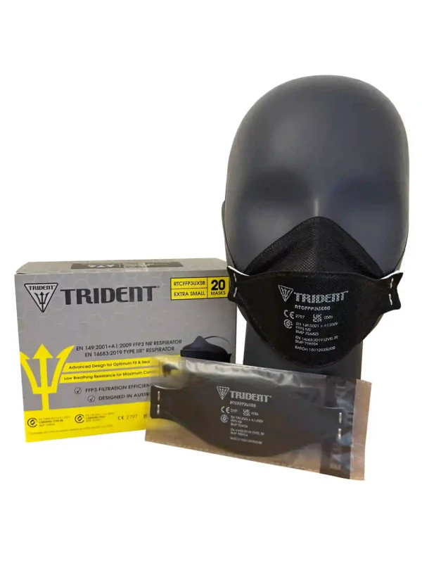 Project 3 by Trident FFP3 Black Face Mask Respirator with Head Band Straps - Image 6