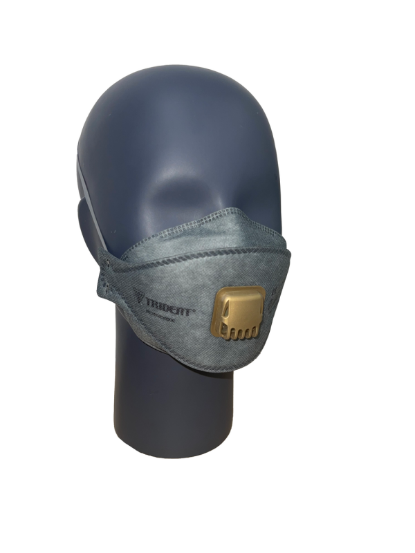 Right side view of trident carbon valved mask